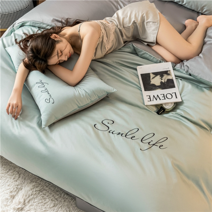 91家纺网 家纺一手货源 找家纺 古吉梦 2024新款水洗棉-S双拼单品枕套 梵星蓝