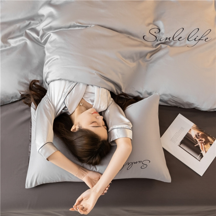 91家纺网 家纺一手货源 找家纺 古吉梦 2024新款水洗棉-S双拼单品枕套 浅灰