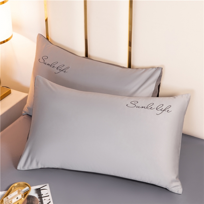 91家纺网 家纺一手货源 找家纺 古吉梦 2024新款水洗棉-S双拼单品枕套 浅灰