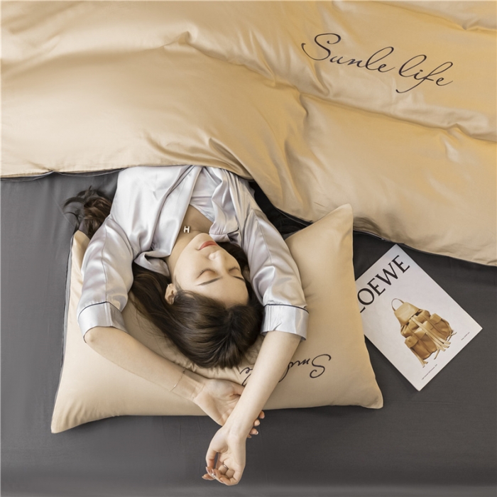 91家纺网 家纺一手货源 找家纺 古吉梦 2024新款水洗棉-S双拼单品枕套 香槟金