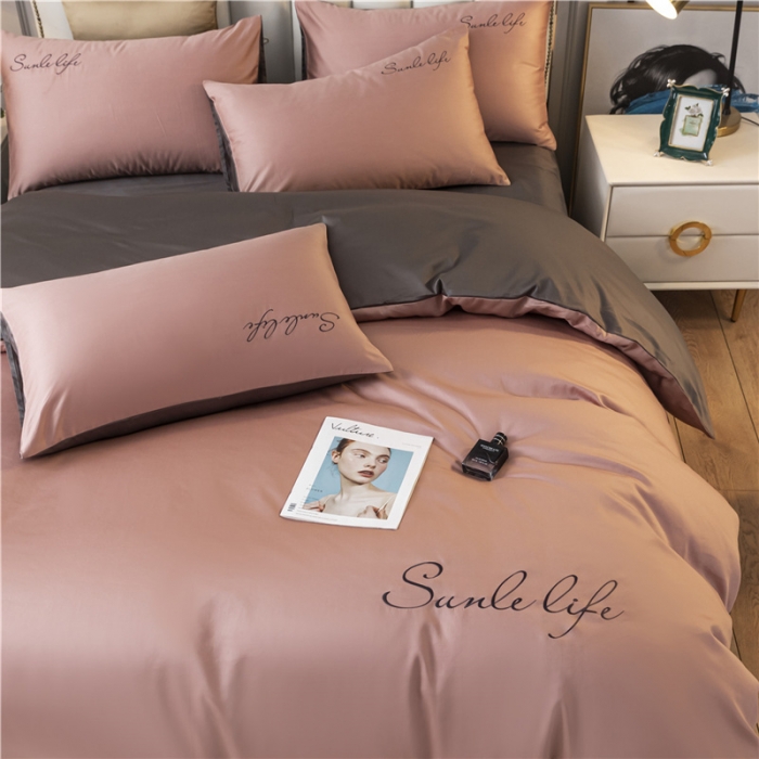 91家纺网 家纺一手货源 找家纺 古吉梦 2024新款水洗棉-S双拼单品枕套 紫豆沙