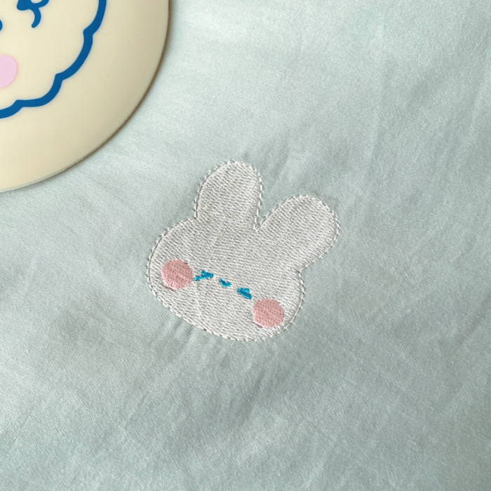 91家纺网 家纺一手货源 找家纺 蓝巢2021新款全棉水洗棉刺绣四件套公主风系列夹心兔兔