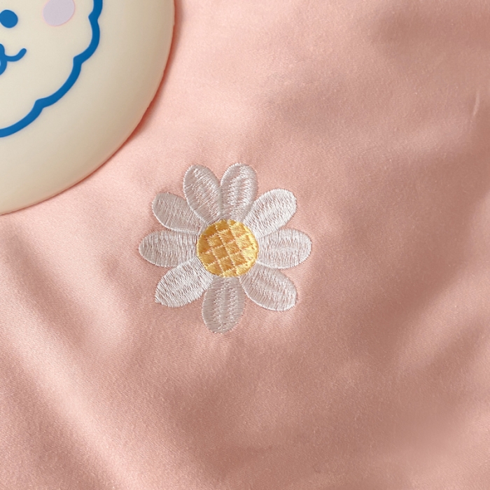 91家纺网 家纺一手货源 找家纺 蓝巢2021新款全棉水洗棉刺绣四件套公主风系列奶油小花-粉