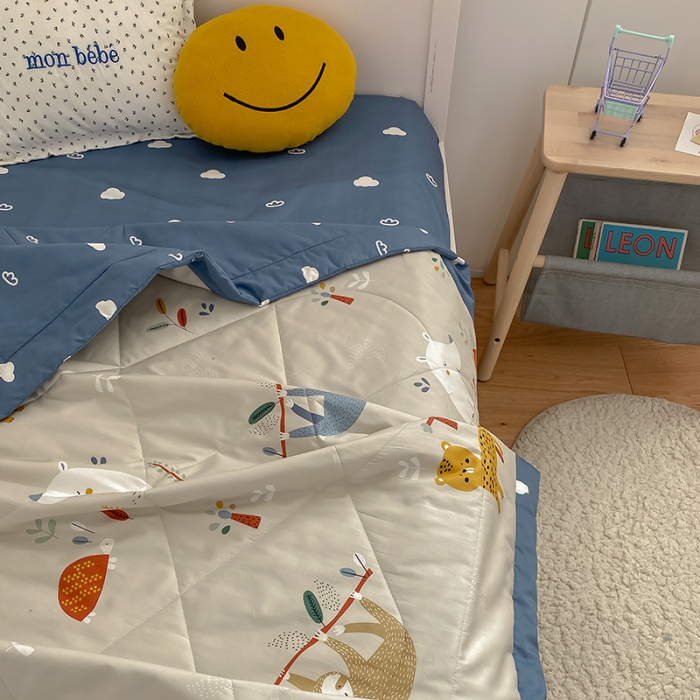 91家纺网 家纺一手货源 找家纺 莱福仕家坊 2021新款纯棉A类卡通夏被-小床 动物世界