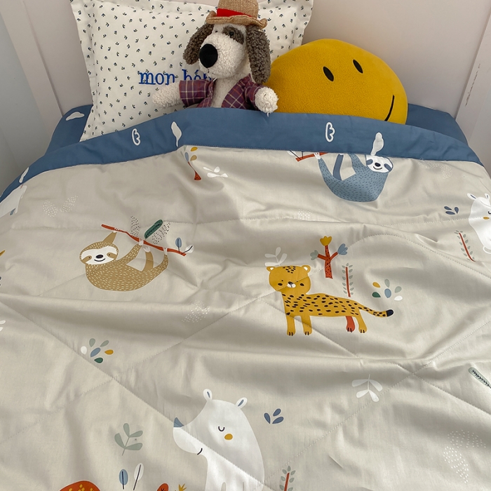 91家纺网 家纺一手货源 找家纺 莱福仕家坊 2021新款纯棉A类卡通夏被-小床 动物世界