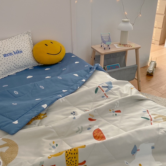 91家纺网 家纺一手货源 找家纺 莱福仕家坊 2021新款纯棉A类卡通夏被-小床 动物世界