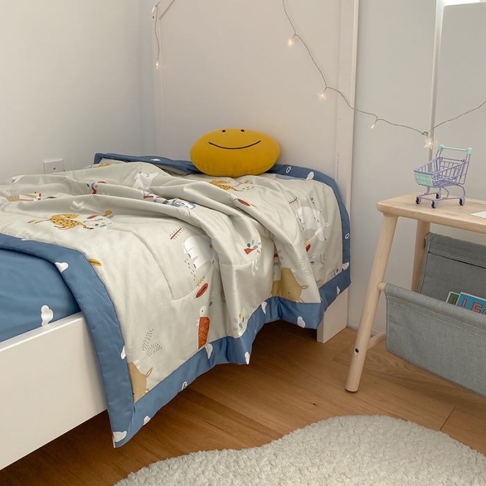 91家纺网 家纺一手货源 找家纺 莱福仕家坊 2021新款纯棉A类卡通夏被-小床 动物世界