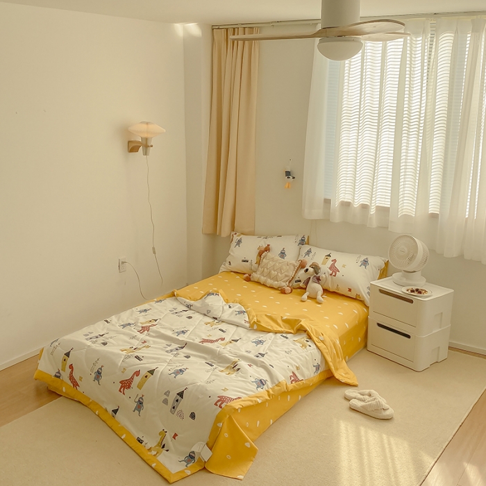 91家纺网 家纺一手货源 找家纺 莱福仕家纺 2021新款纯棉A类卡通夏被-大床 守卫城堡