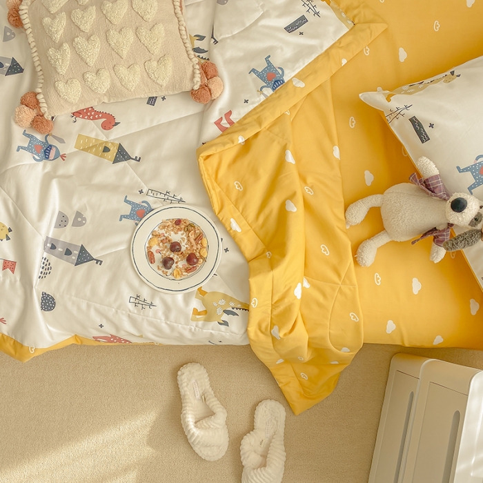 91家纺网 家纺一手货源 找家纺 莱福仕家纺 2021新款纯棉A类卡通夏被-大床 守卫城堡