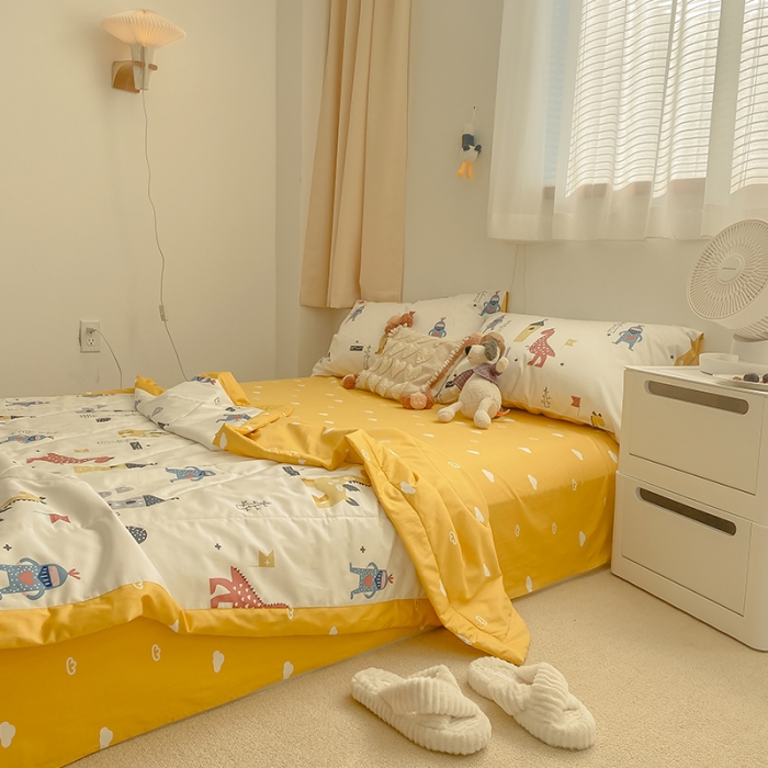 91家纺网 家纺一手货源 找家纺 莱福仕家纺 2021新款纯棉A类卡通夏被-大床 守卫城堡