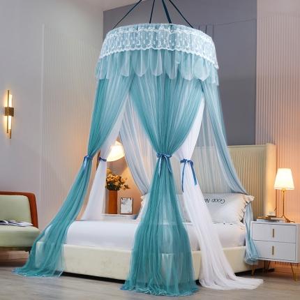 91家纺网 家纺一手货源 找家纺 艾晶美 2021新款双层纱1.2米圆顶蚊帐 千山暮雪-雾兰