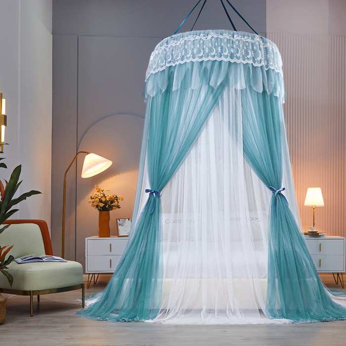 91家纺网 家纺一手货源 找家纺 艾晶美 2021新款双层纱1.2米圆顶蚊帐 千山暮雪-雾兰