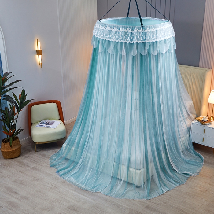 91家纺网 家纺一手货源 找家纺 艾晶美 2021新款双层纱1.2米圆顶蚊帐 千山暮雪-雾兰