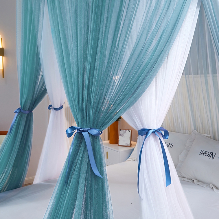 91家纺网 家纺一手货源 找家纺 艾晶美 2021新款双层纱1.2米圆顶蚊帐 千山暮雪-雾兰