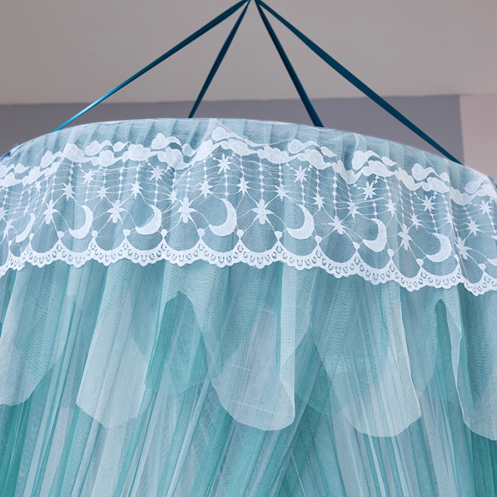 91家纺网 家纺一手货源 找家纺 艾晶美 2021新款双层纱1.2米圆顶蚊帐 千山暮雪-雾兰