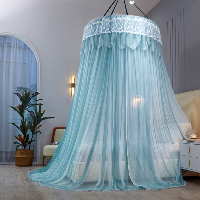 91家纺网 家纺一手货源 找家纺 艾晶美 2021新款双层纱1.2米圆顶蚊帐 千山暮雪-雾兰