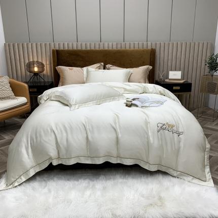 91家纺网 家纺一手货源 找家纺 顾家家居2023新款80兰精天丝刺绣四件套-沫汐 沫汐-贵族白