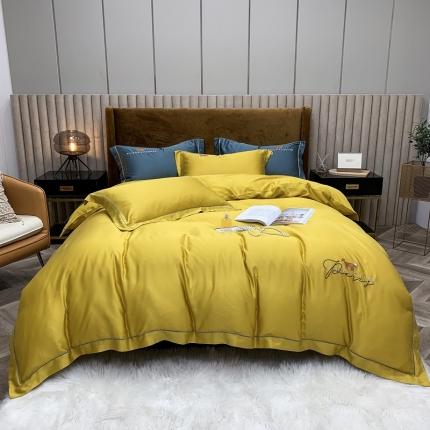 91家纺网 家纺一手货源 找家纺 顾家家居2023新款80兰精天丝刺绣四件套-沫汐 沫汐-柠檬黄