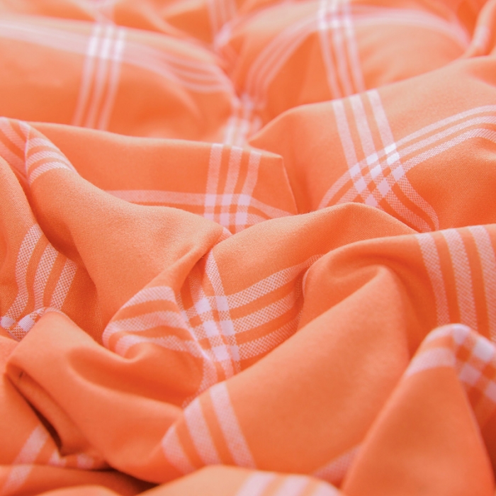 91家纺网 家纺一手货源 找家纺 绒兔兔 2021韩版水洗棉时尚格四件套 橙格