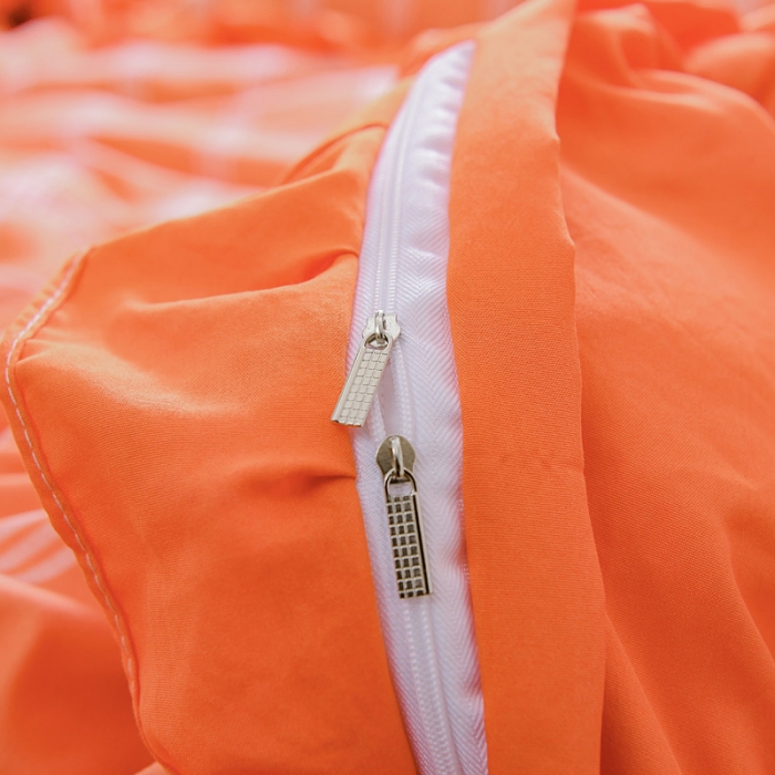 91家纺网 家纺一手货源 找家纺 绒兔兔 2021韩版水洗棉时尚格四件套 橙格