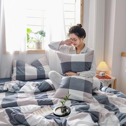 91家纺网 家纺一手货源 找家纺 （总）恋人优选 良品纯棉水洗色织四件套床单床笠三件套床上用品