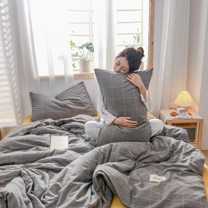 91家纺网 家纺一手货源 找家纺 （总）恋人优选 良品纯棉水洗色织四件套床单床笠三件套床上用品