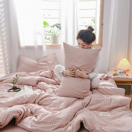 91家纺网 家纺一手货源 找家纺 （总）恋人优选 良品纯棉水洗色织四件套床单床笠三件套床上用品