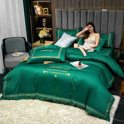 91家纺网 家纺一手货源 找家纺 ab家纺 2021新款40s全棉四件套-利欧 墨绿
