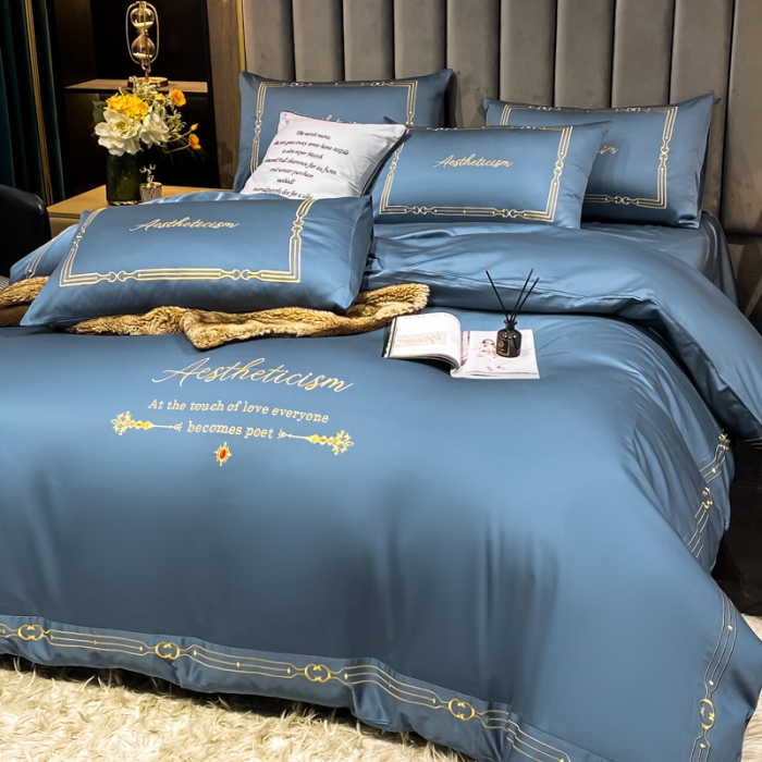 91家纺网 家纺一手货源 找家纺 ab家纺 2021新款40s全棉四件套-利欧 宾利蓝