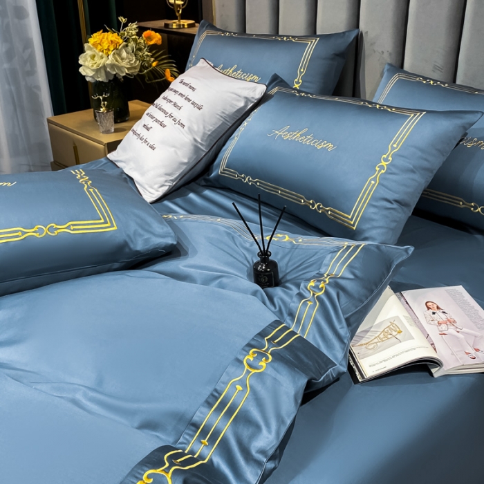 91家纺网 家纺一手货源 找家纺 ab家纺 2021新款40s全棉四件套-利欧 宾利蓝