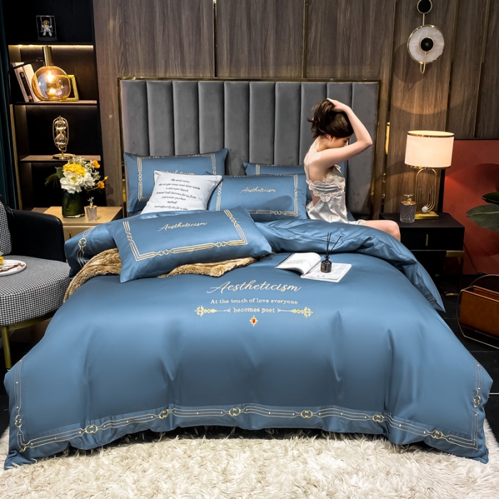 91家纺网 家纺一手货源 找家纺 ab家纺 2021新款40s全棉四件套-利欧 宾利蓝