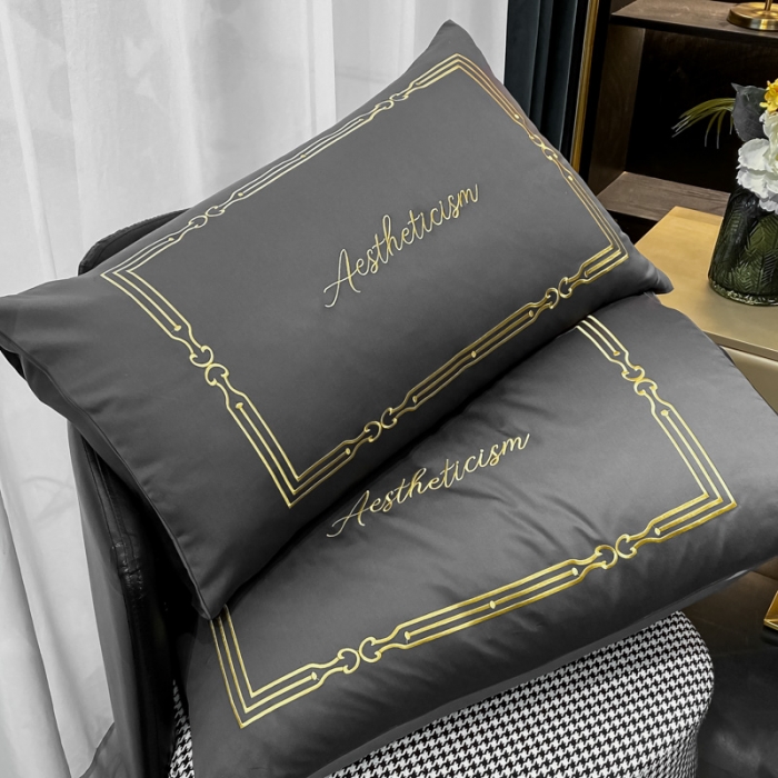 91家纺网 家纺一手货源 找家纺 ab家纺 2021新款40s全棉四件套-利欧 高级灰主