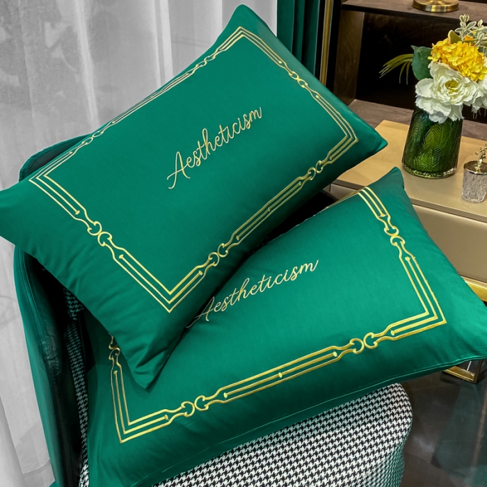 91家纺网 家纺一手货源 找家纺 ab家纺 2021新款40s全棉四件套-利欧 墨绿