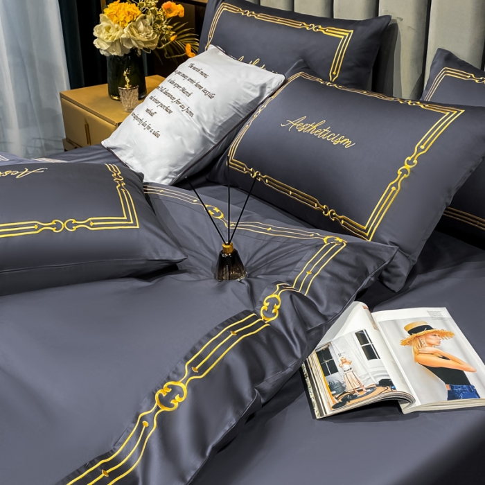 91家纺网 家纺一手货源 找家纺 ab家纺 2021新款40s全棉四件套-利欧 黛蓝