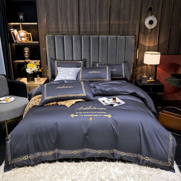 91家纺网 家纺一手货源 找家纺 ab家纺 2021新款40s全棉四件套-利欧 黛蓝