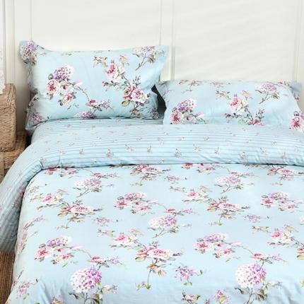 91家纺网 家纺一手货源 找家纺 星期三 2021新款花卉系列全棉13372四件套（加老板微信有会员价） 初妆花蕊蓝