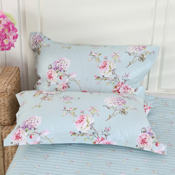 91家纺网 家纺一手货源 找家纺 星期三 2021新款花卉系列全棉13372四件套（加老板微信有会员价） 初妆花蕊蓝