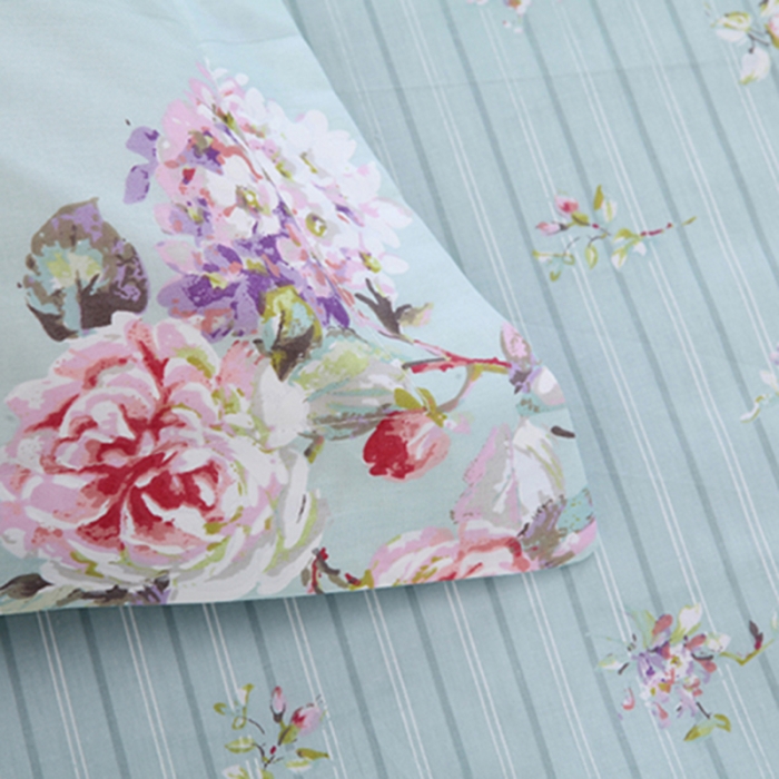 91家纺网 家纺一手货源 找家纺 星期三 2021新款花卉系列全棉13372四件套（加老板微信有会员价） 初妆花蕊蓝