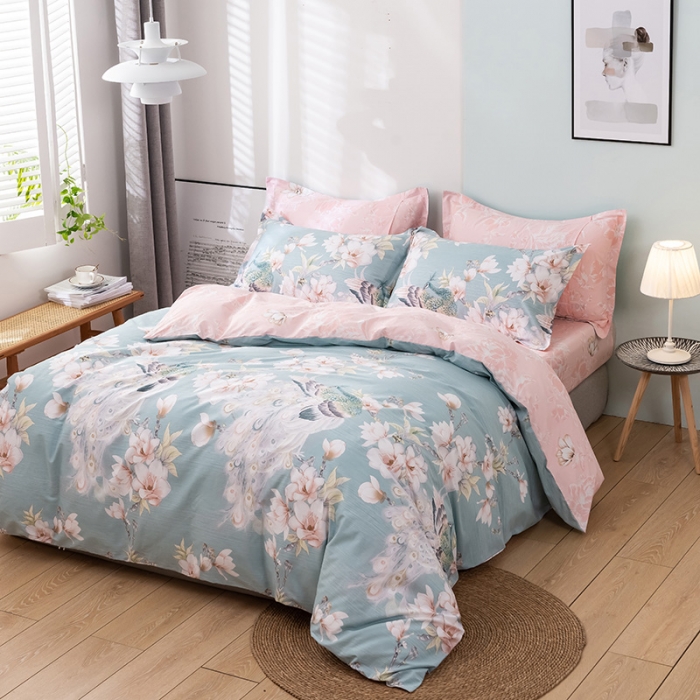 91家纺网 家纺一手货源 找家纺 星期三 2021新款花卉系列全棉13372四件套（加老板微信有会员价） 飞花似梦