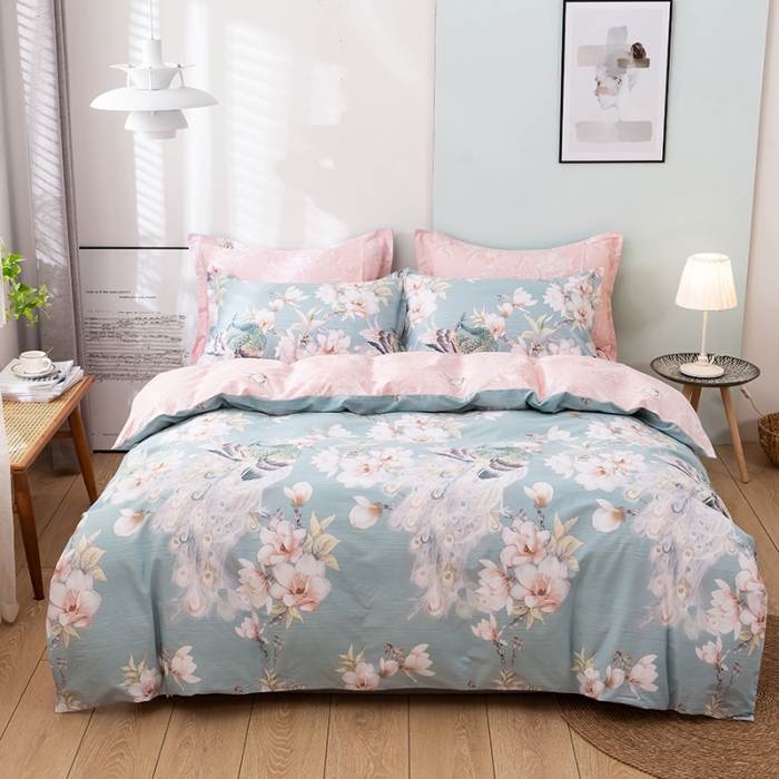 91家纺网 家纺一手货源 找家纺 星期三 2021新款花卉系列全棉13372四件套（加老板微信有会员价） 飞花似梦