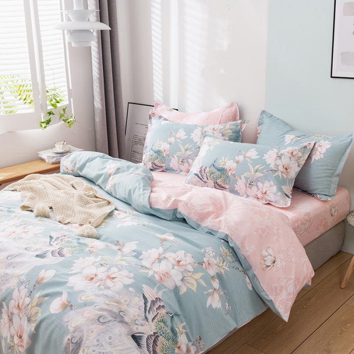 91家纺网 家纺一手货源 找家纺 星期三 2021新款花卉系列全棉13372四件套（加老板微信有会员价） 飞花似梦