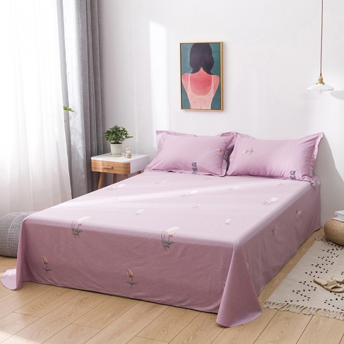 91家纺网 家纺一手货源 找家纺 星期三 2021新款花卉系列全棉13372四件套（加老板微信有会员价） 哈伊勒-红