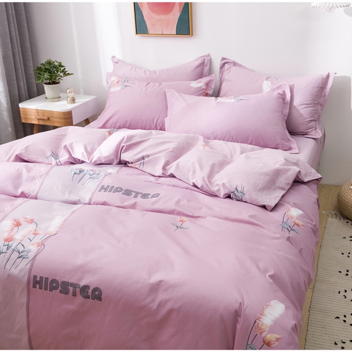 91家纺网 家纺一手货源 找家纺 星期三 2021新款花卉系列全棉13372四件套（加老板微信有会员价） 哈伊勒-红