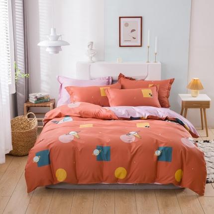 91家纺网 家纺一手货源 找家纺 星期三 2021新款卡通系列全棉13372四件套（加老板微信有会员价） 冰淇淋-桔