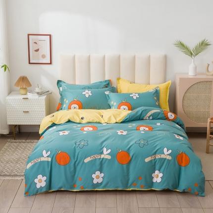 91家纺网 家纺一手货源 找家纺 星期三 2021新款卡通系列全棉13372四件套（加老板微信有会员价） 果粒橙