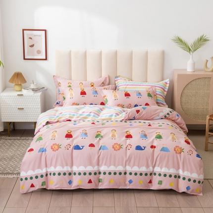 星期三 2021新款卡通系列全棉13372四件套（加老板微信有会员价） 萝莉-粉