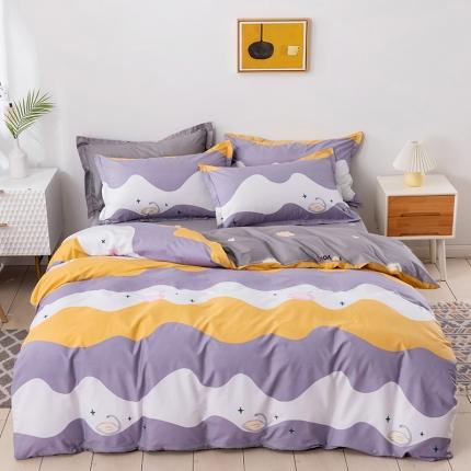 91家纺网 家纺一手货源 找家纺 星期三 2021新款卡通系列全棉13372四件套（加老板微信有会员价） 小天鹅