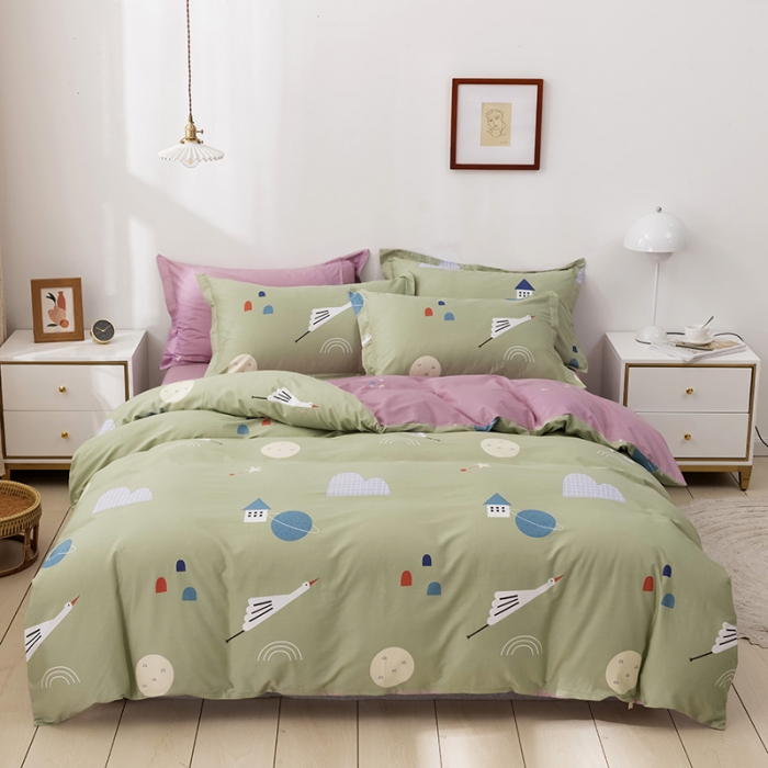 91家纺网 家纺一手货源 找家纺 星期三 2021新款卡通系列全棉13372四件套（加老板微信有会员价） 小夜莺