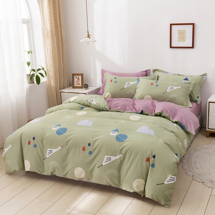 91家纺网 家纺一手货源 找家纺 星期三 2021新款卡通系列全棉13372四件套（加老板微信有会员价） 小夜莺