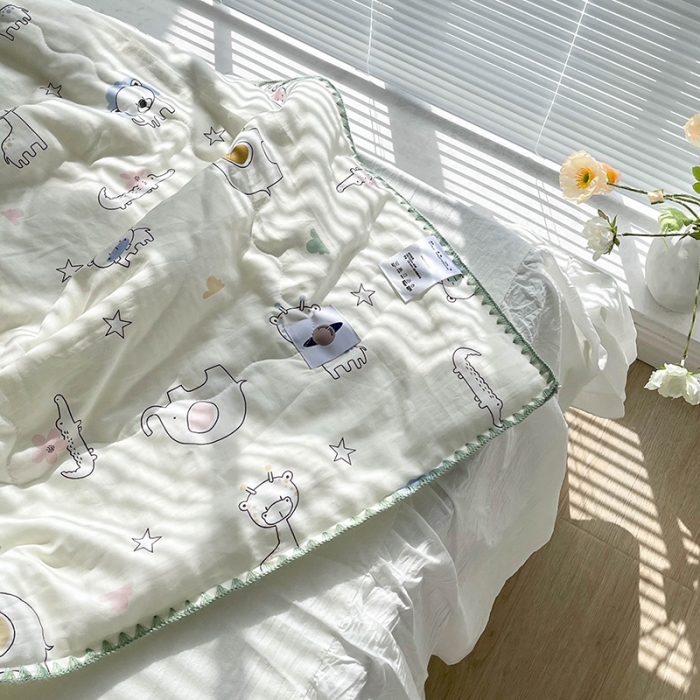 91家纺网 家纺一手货源 找家纺 洋铭区 2021新款双层纱夏被 翻糖小象